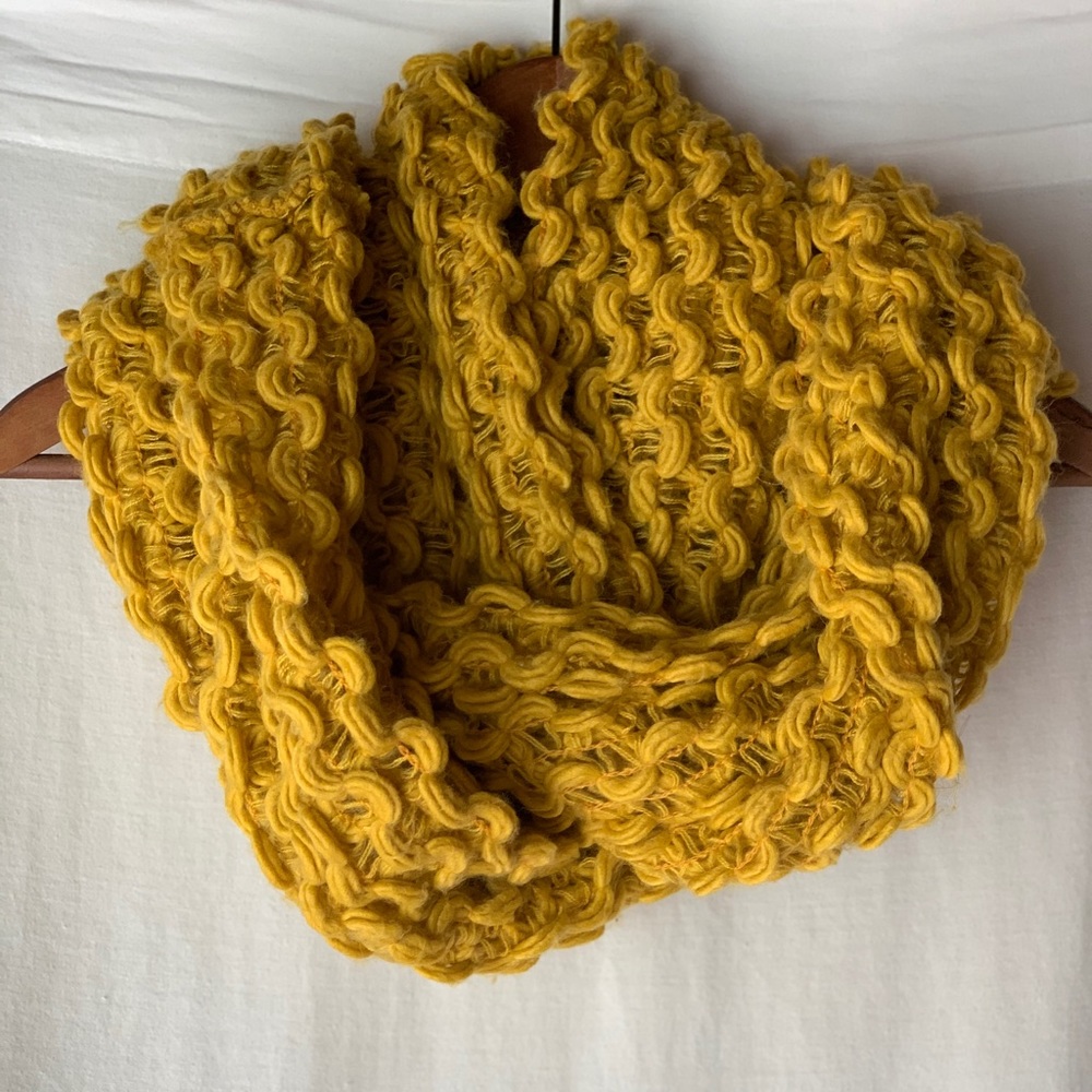Oversized chunky knitted scarf. Mustard Yellow